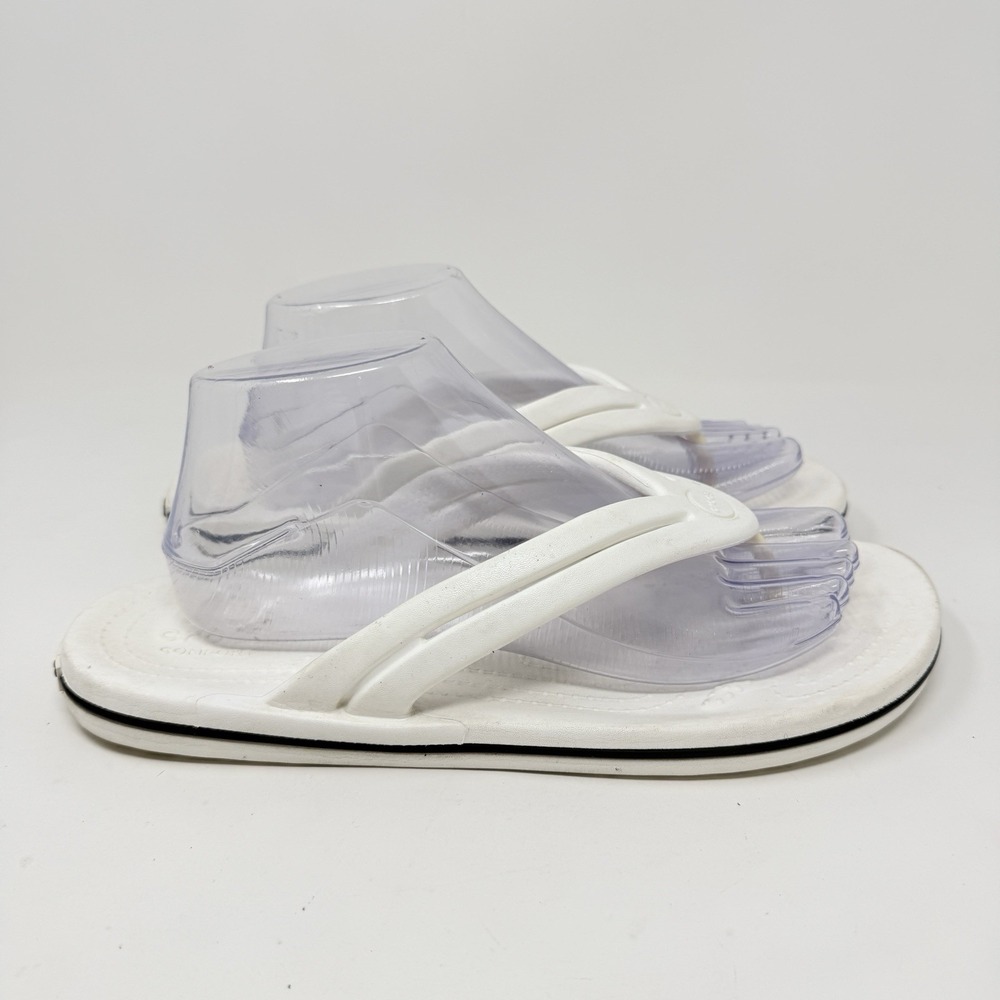 Crocs Women's White Crocband Flip Flops Sandal Shoes Comfort Size 10 Bayaband